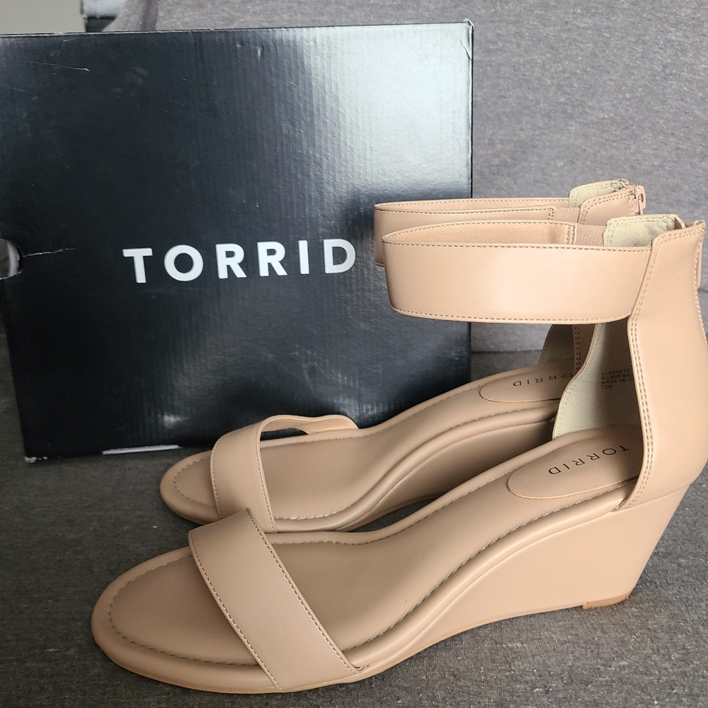 Torrid Nude strappy Wedge heels wide width